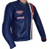 Steve McQueen Le-man Gulf Heuer Firestone Navy BLUE Premium Leather Jacket